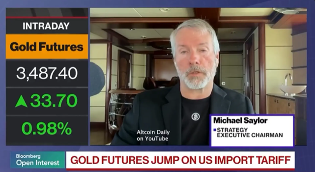 Michael Saylor: “特朗普的黄金关税将扩大比特币的机构采用”